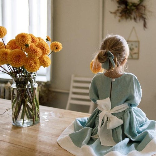 Yellow Flower Girl Dress Baby Linen Dress Etsy