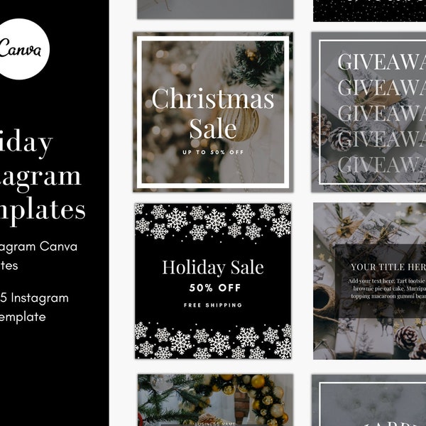 Christmas Instagram Canva Template Bundle, Black Friday Instagram Templates, Holiday Instagram Templates, Christmas Sale Instagram Story