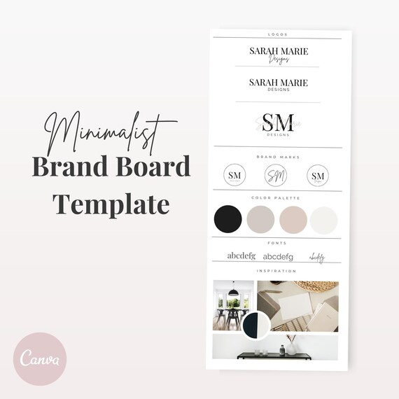 Brand Board Template Brand Guide Template Canva Templates Etsy