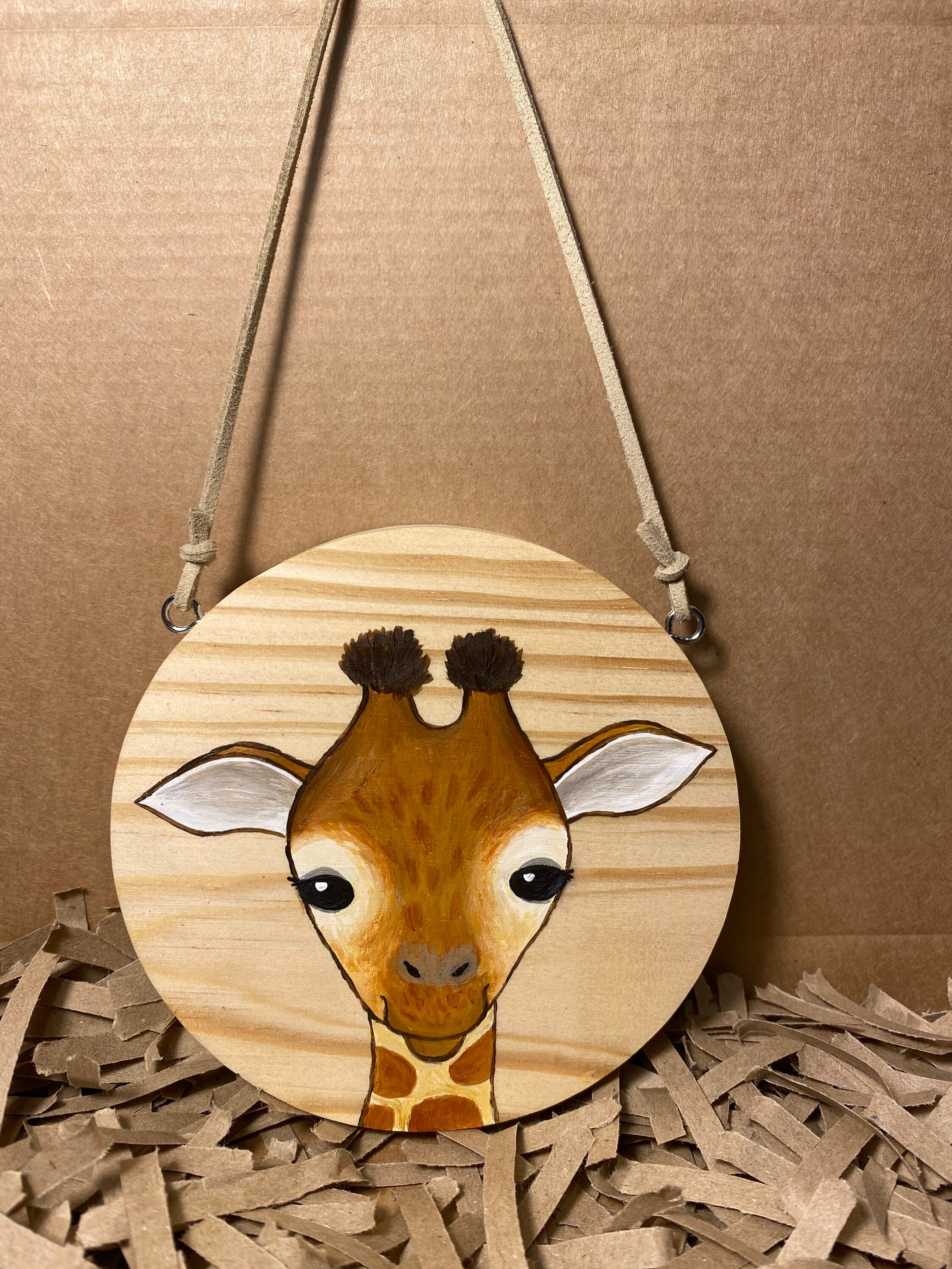 Hand Painted Baby Giraffe Solid Pine Wood Wall Hanging Etsy