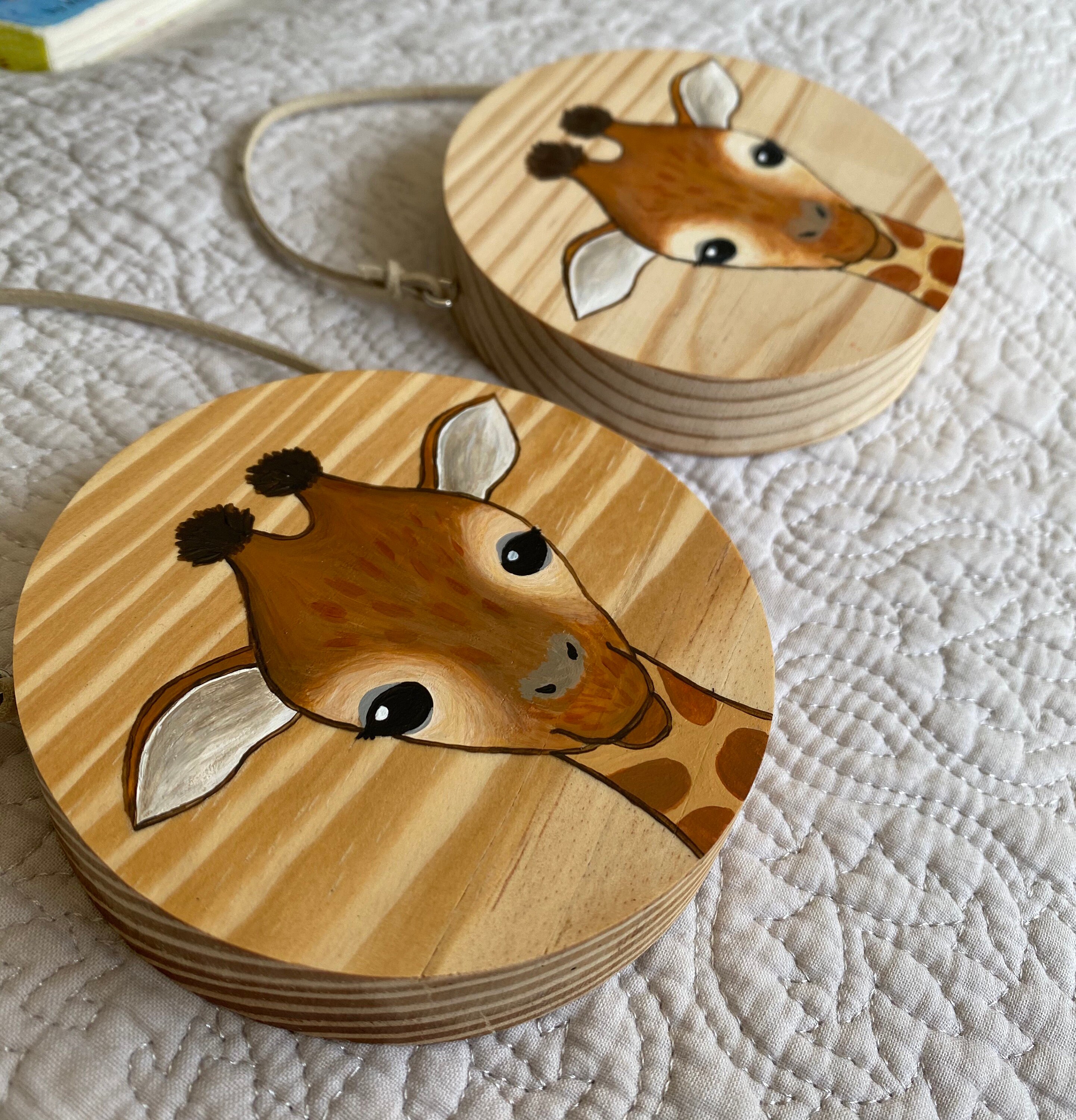 Hand Painted Baby Giraffe Solid Pine Wood Wall Hanging Etsy