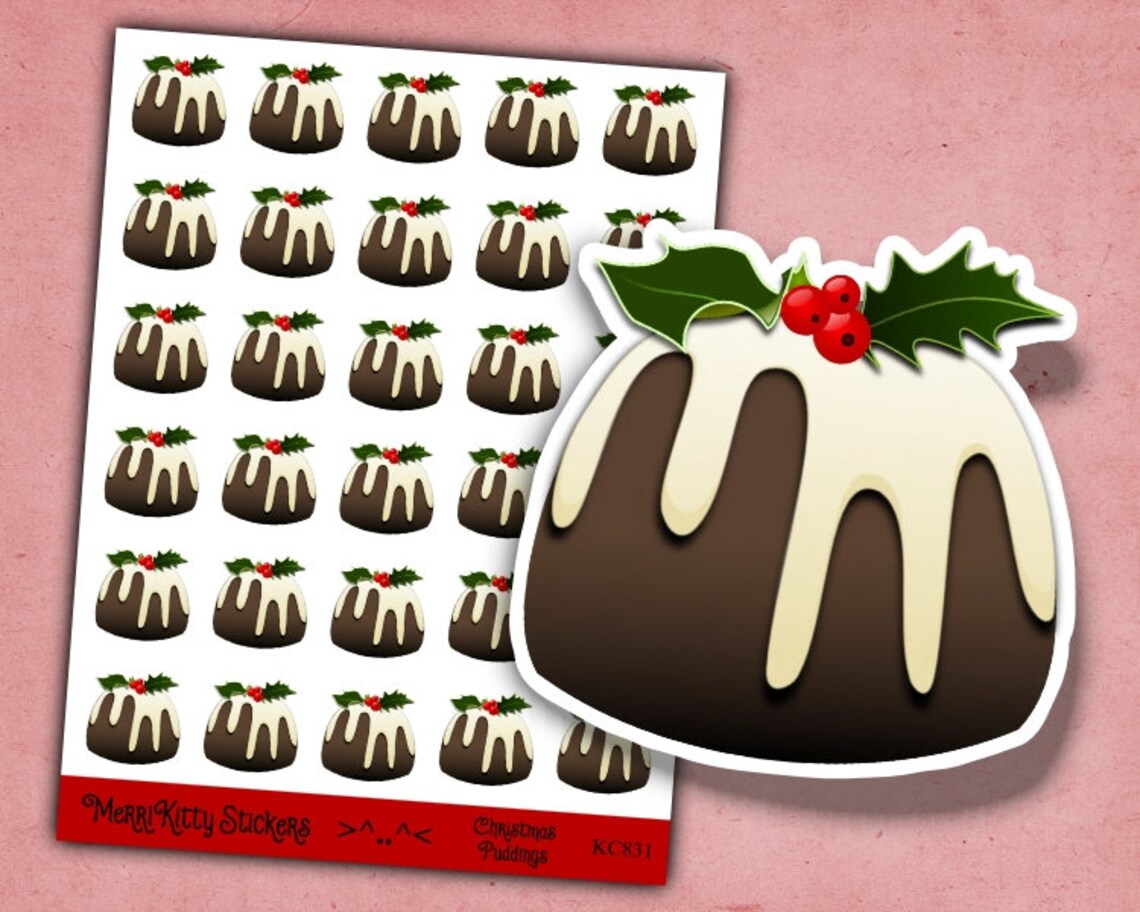Cute Christmas Pudding Stickers KC831 Xmas Pud Stickers Etsy
