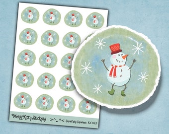 Snowflake Snowmen Stickers - KC085 - Cute Christmas Stickers - Christmas Sticker Sheet - Kiss Cut Journal Stickers - Snowman Planner Sticker