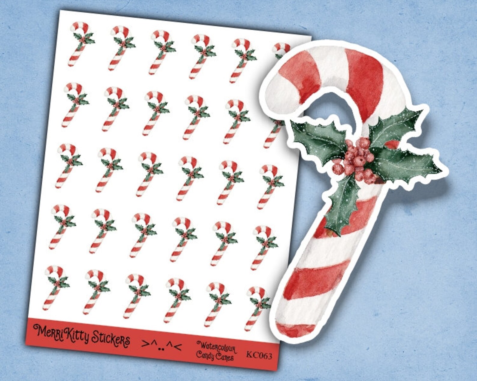 Candy Cane Stickers KC063 Christmas Stickers Christmas Etsy