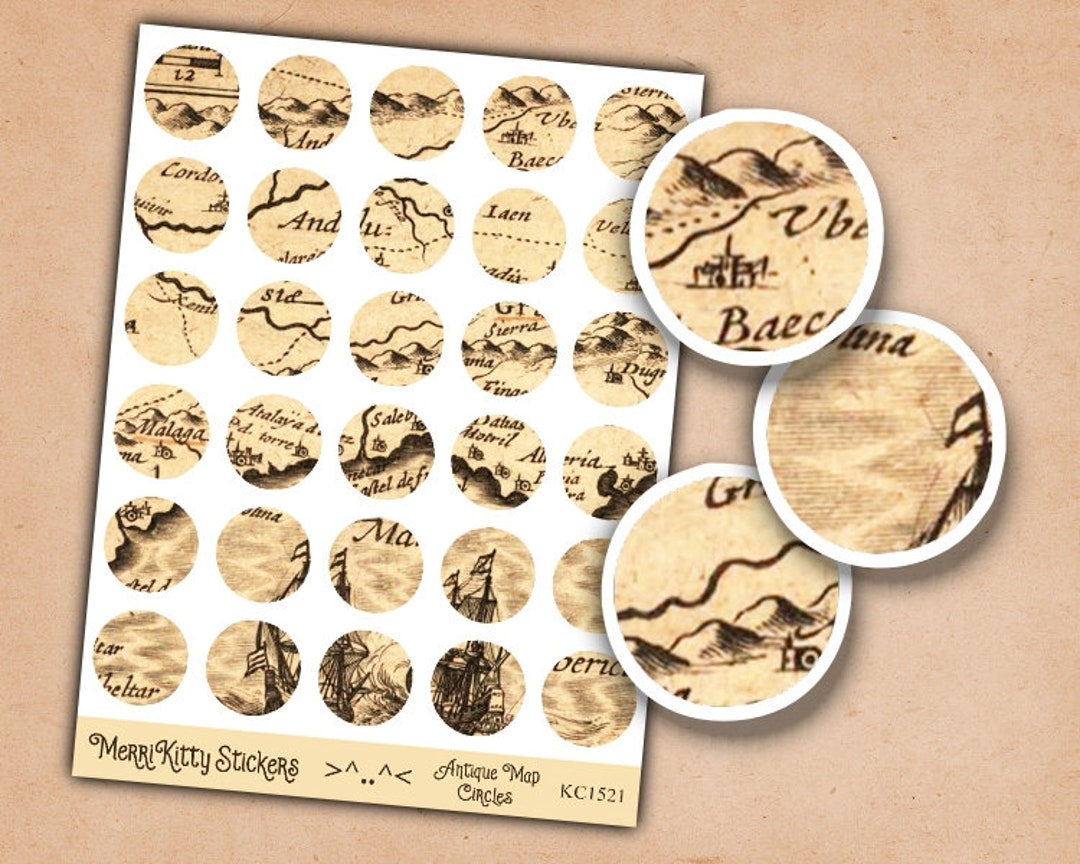 Antique Map Stickers KC1521 Antique Stickers Antique Map Sticker Sheet ...
