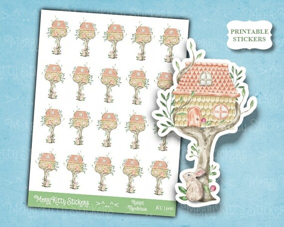 Birdhouse Stickers Printable Stickers Watercolour Bunny | Etsy