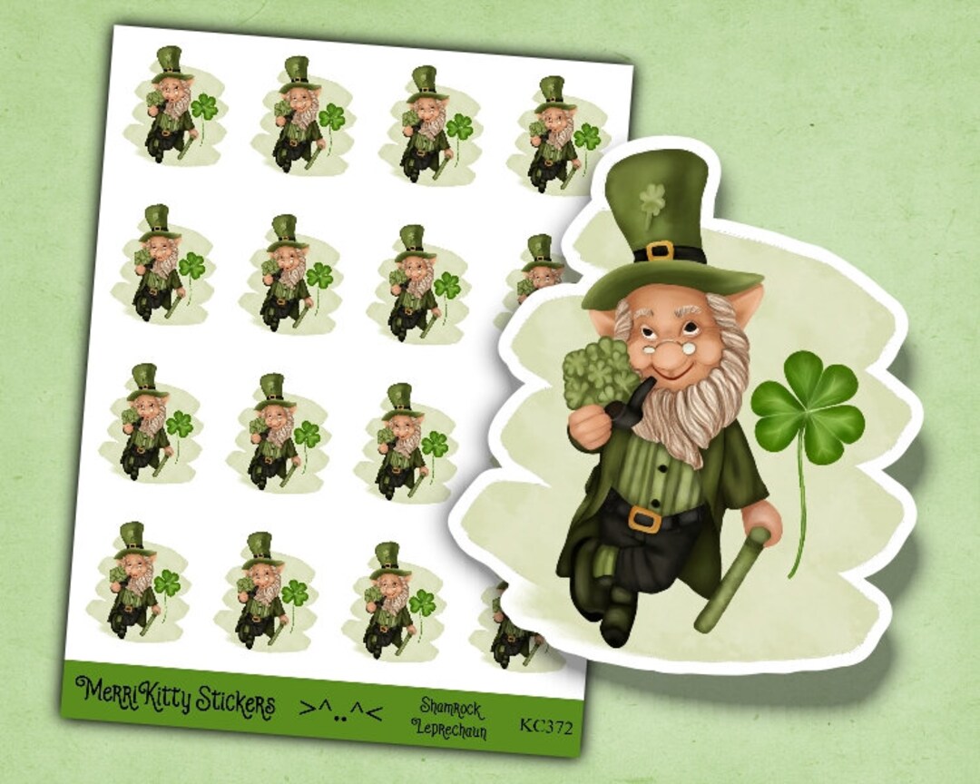 Cute Leprechaun Stickers KC472 Cute Watercolour Planner Stickers ...