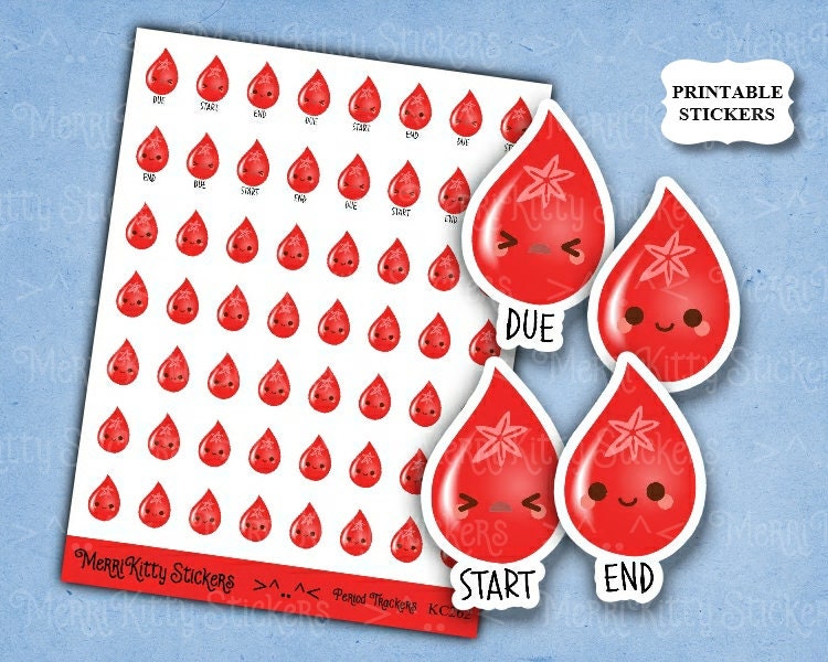Cute Period Tracker Stickers Printable Stickers Period - Etsy