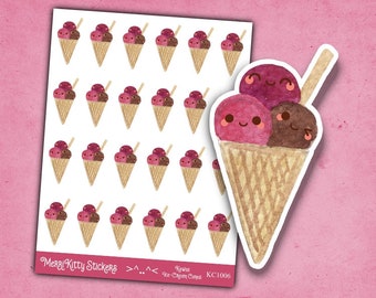 Kawaii Ice Cream Cone Stickers - KC1006 - Cute Stickers - Cute Food Stickers -  Planner Sticker Sheet - Kawaii Stickers – Journal Stickers