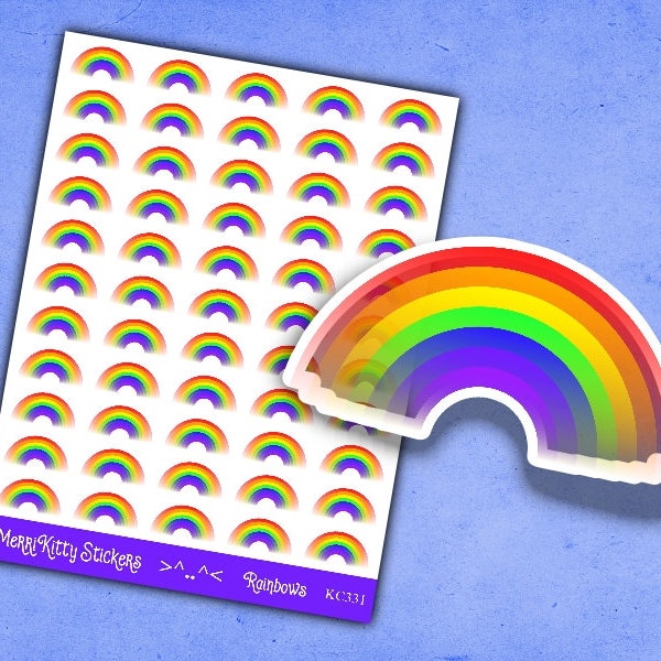 Rainbow Stickers - KC331 - Rainbow Sticker Sheet - Weather Stickers - Rainbow Stationery - Journal Stickers - Rainbow Planner Stickers