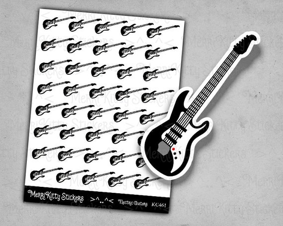 electric guitar stickers printable stickers music stickers etsy