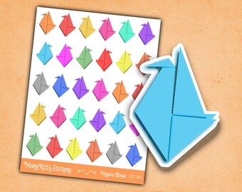 Origami-Vogel-Aufkleber – KC381 – Origami-Aufkleber – dekorative Aufkleber – lustiger Aufkleberbogen – Kiss-Cut-Aufkleber – Journal-Planer-Aufkleber