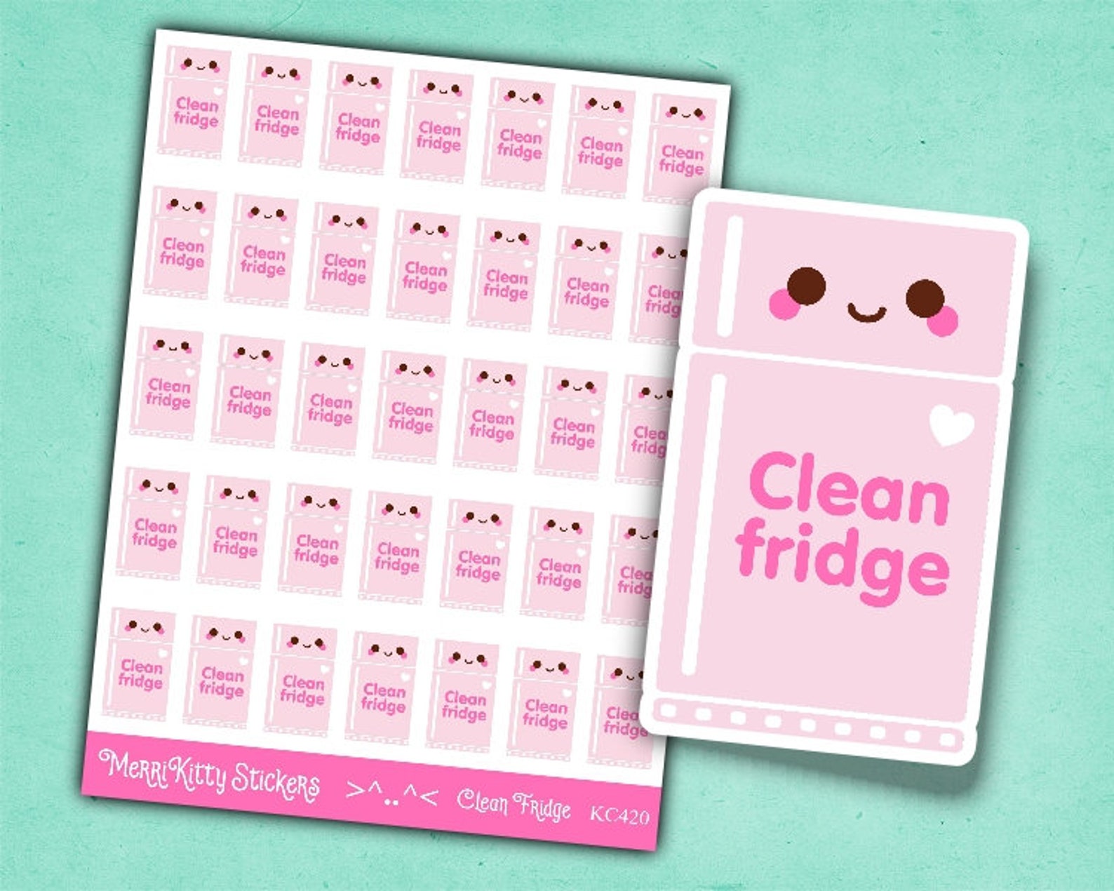 Clean Fridge Stickers KC420 Kawaii Fridge Stickers Cute Etsy