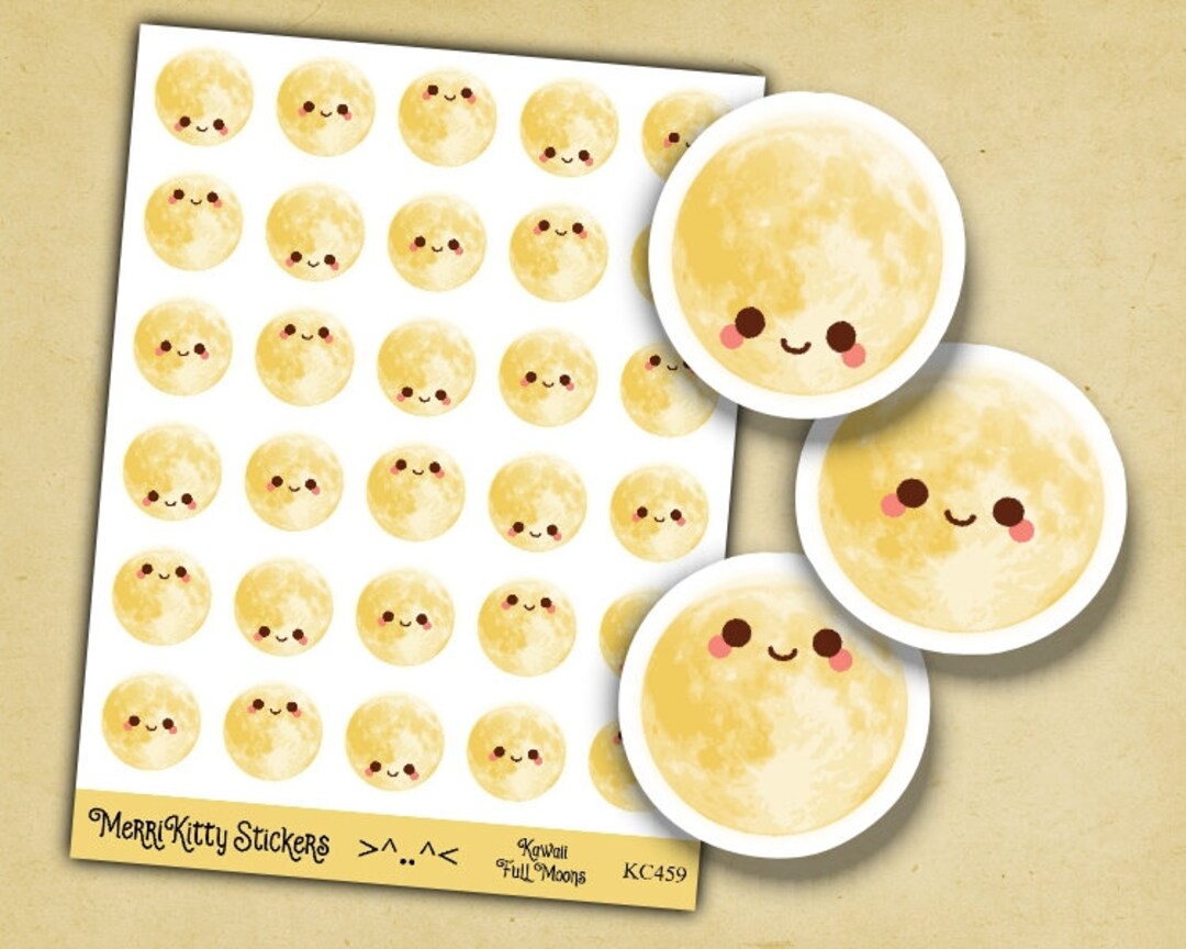 Kawaii Moon Stickers KC459 Cute Moon Sticker Sheet Weather Stickers ...