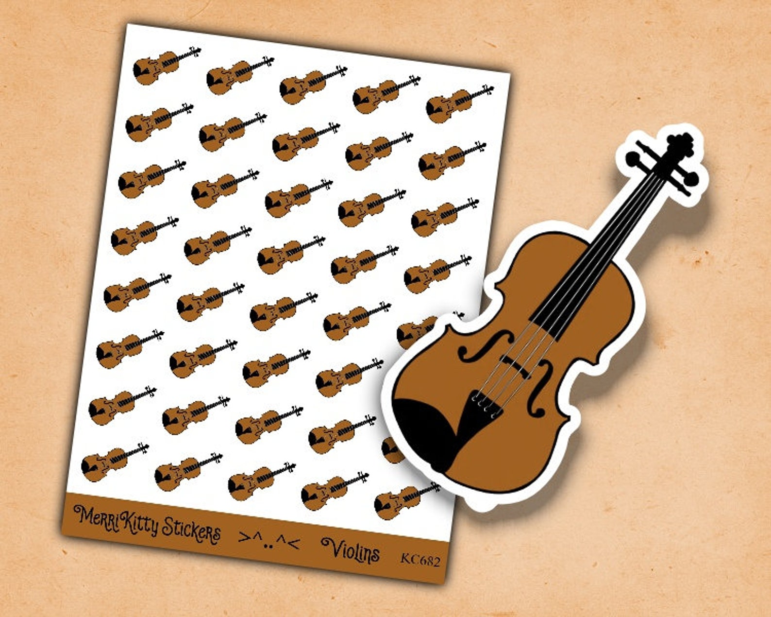 Violin Stickers K682 Music Stickers Violin Sticker Sheet | Etsy