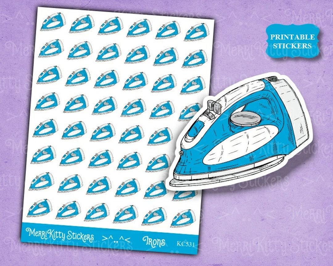 Ironing Stickers Printable Stickers Blue Iron Stickers Etsy
