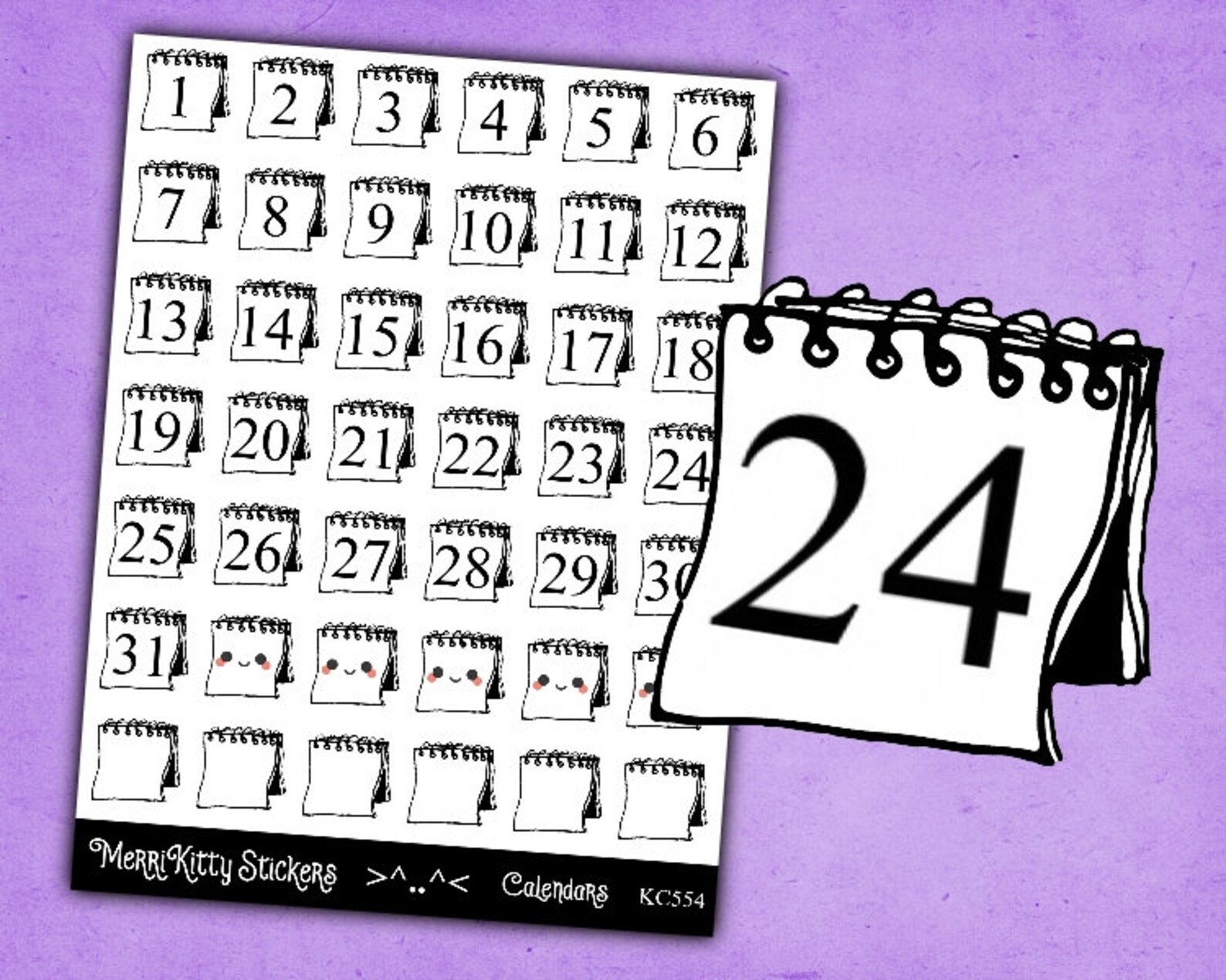 Calendar stickers kc554 calendar date stickers monthly etsy