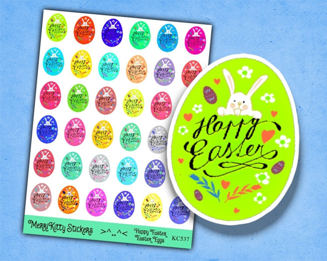 Happy Easter Egg Stickers KC537 Easter Egg Sticker Sheet Easter Bunny ...