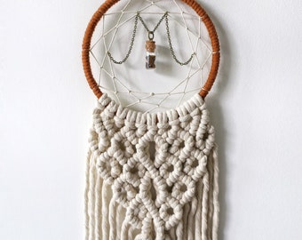 Message in a Jar Macrame Dreamcatcher - Diamond pattern - wall hanging