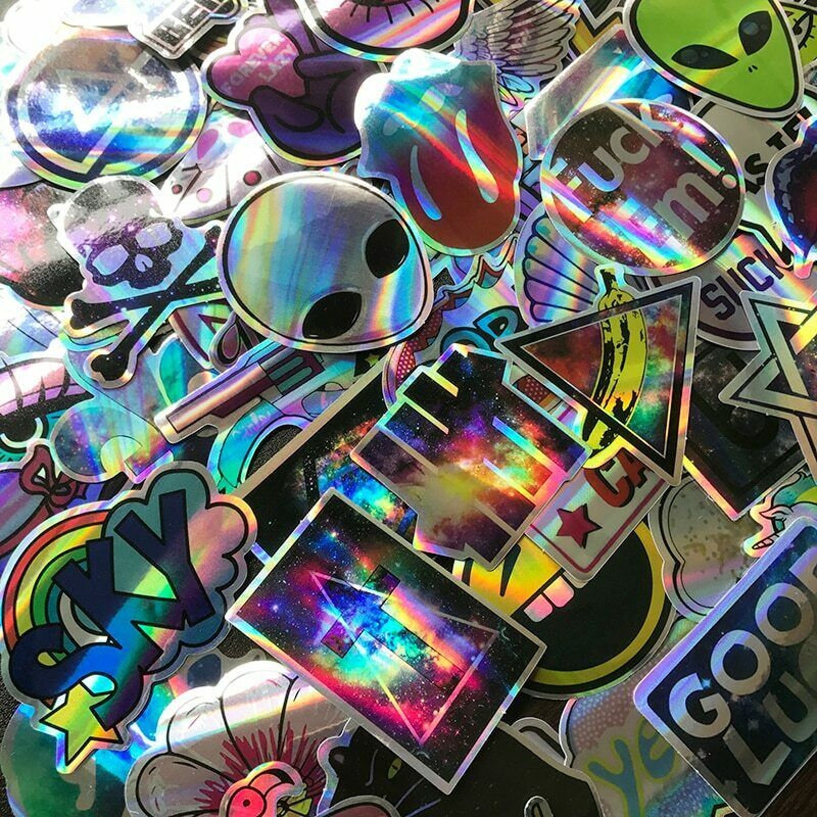 Laser Sticker Pack Alien Stickers Bomb Cool Laptop Mac Car Etsy