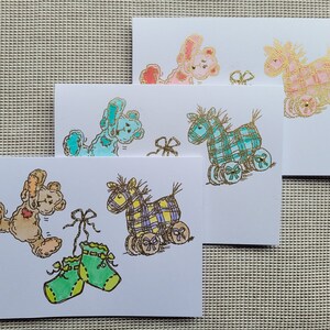 Card - Baby - Baby Theme (Teddy, Booties & Horse pull-along)
