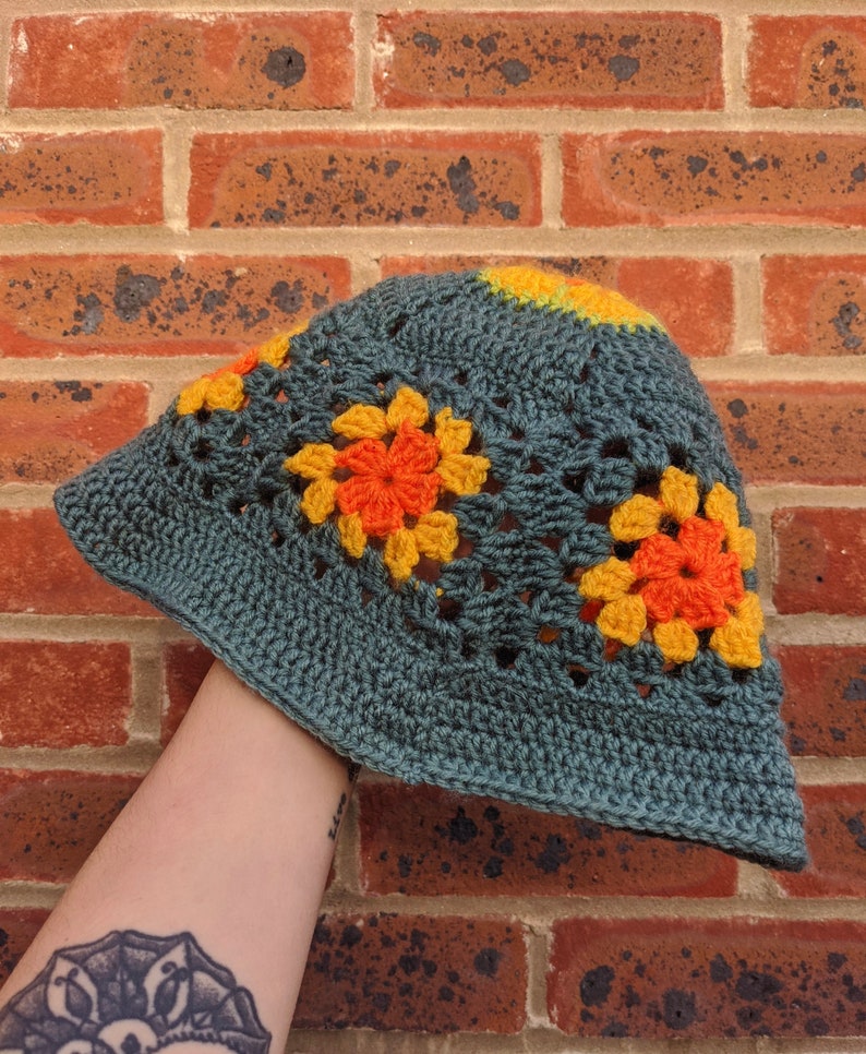 Crochet Granny Square Bucket Hat Etsy
