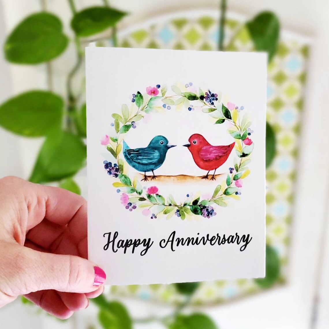 Happy Anniversary Love Birds Card A2 Single or | Etsy