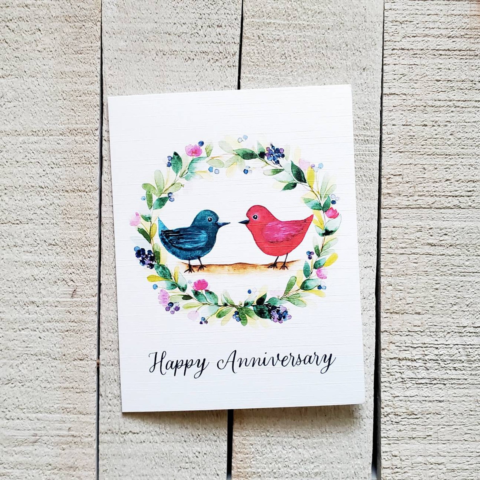 Happy Anniversary love Birds Card Single or Set | Etsy