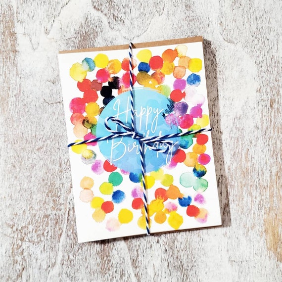 Colorful Abstract Dots Happy Birthday Card, Size A2, Single
