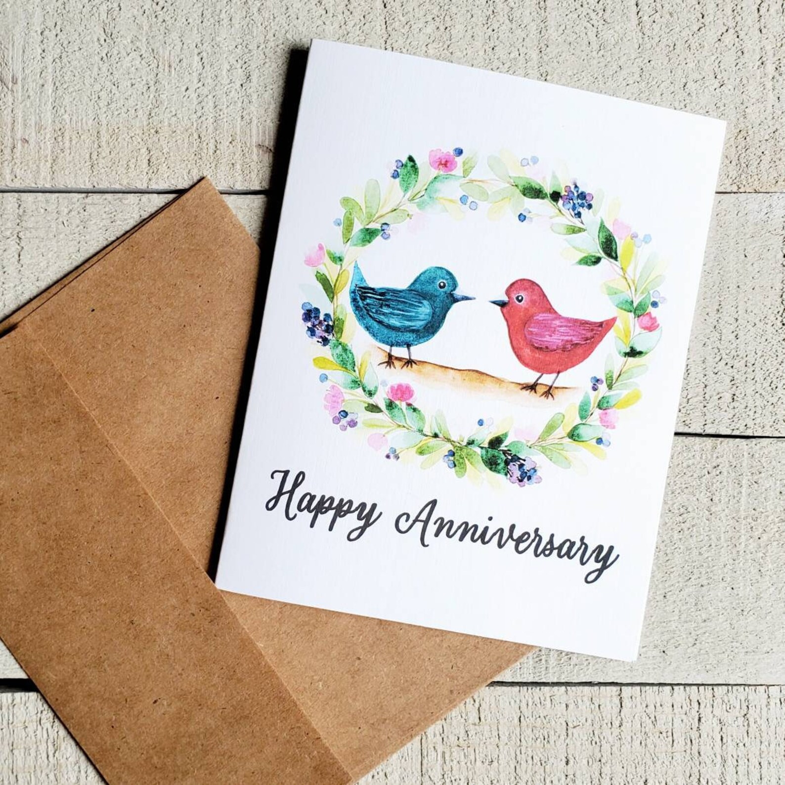 Happy Anniversary Love Birds Card A2 Single or | Etsy