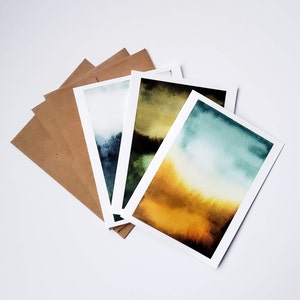 Set of Abstract Watercolor Landscape Cards, Blank, All Occasion, Minimalist Abstract Art Thank You Cards, Natural Colors, Christmas Gift image 8