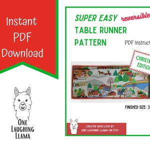 Motif de chemin de table de Noël | Téléchargement numérique PDF | Projet de couture facile pour les Fêtes | Conception de courtepointe moderne | Projet amusant de week-end d'hiver