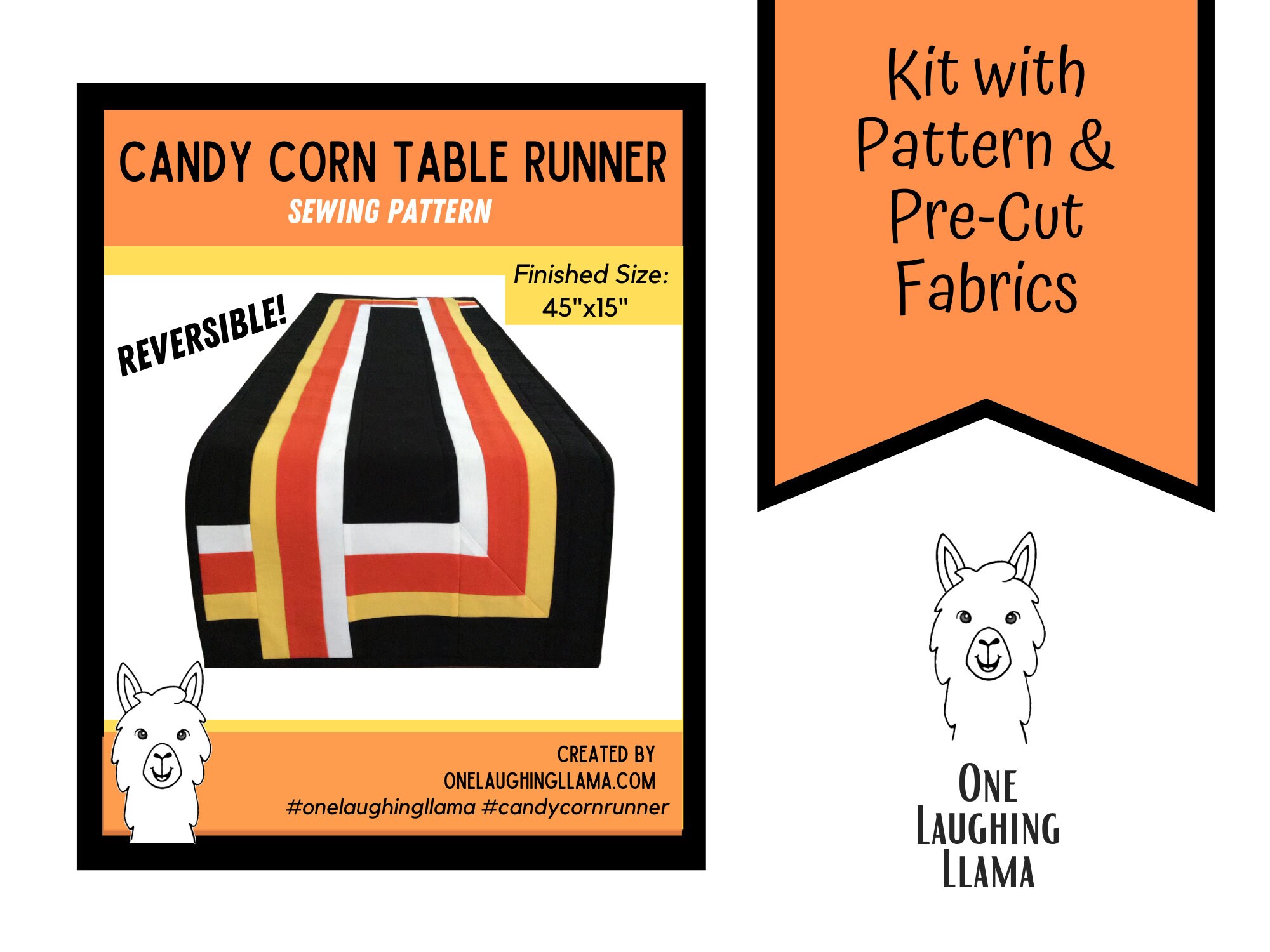 Halloween Candy Corn Table Runner / Modern Quilt Pattern / KIT With ...