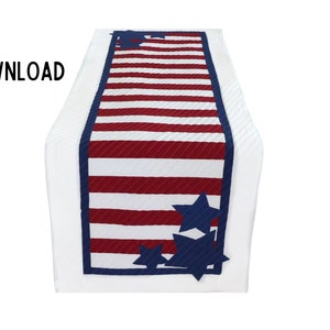Stars and Stripes Modern Table Runner Pattern / PDF Instant DOWNLOAD / Reversible 47&quot;x16&quot; / Easy Sewing & Quilting / Celebrate USA July 4th