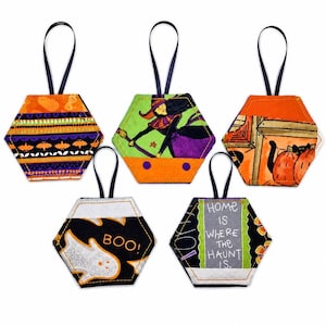 Halloween EPP Ornament Sewing KIT | Includes Pattern Printed on Paper and Fabric | English Paper Piecing | Fun Autumn Weekend Project