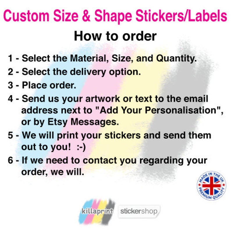 Custom Size Shape Custom Logo Printed Stickers/labels - Sold per Sheet ...
