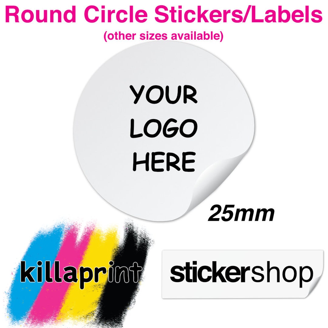 Round Color Sticker Logo Custom Logo Printed Round Circle Stickers/labels - 25mm - Etsy UK
