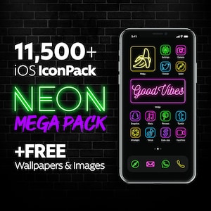 11,500 NEON MegaPack iOS Icons image 1