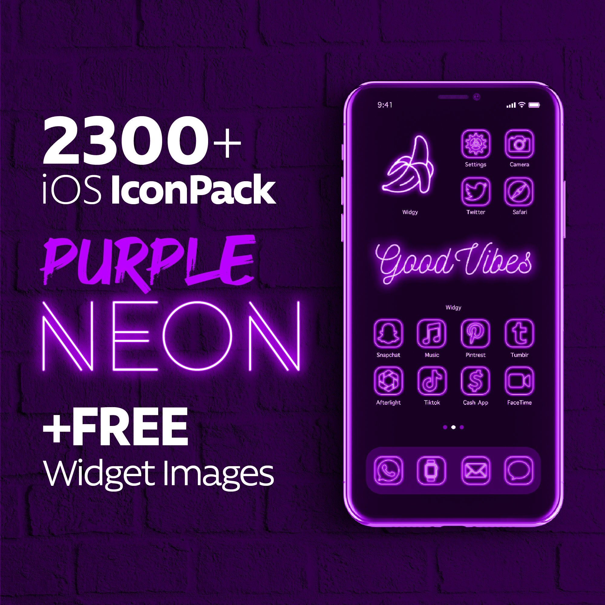 pix Facetime Neon Purple Phone Logo 2300 neon lila ios14 icons.