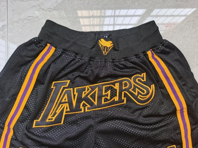 Men's Lakers Shorts Black jersey all Stitched Etsy