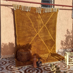 Moroccan rug Mustard , Beni ourain rug, Berber rug, Azilal Moroccan rug, Beni ourain Teppich, orange rug , Free Shipping