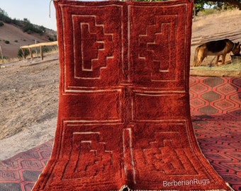 Moroccan rug Orange - Beni ourain rug - Wool berber rug - Custom size rug - handmade rug - Genuine Sheep wool - Wool rug - Orange rug
