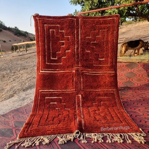 Moroccan rug Orange - Beni ourain rug - Wool berber rug - Custom size rug - handmade rug - Genuine Sheep wool - Wool rug - Orange rug