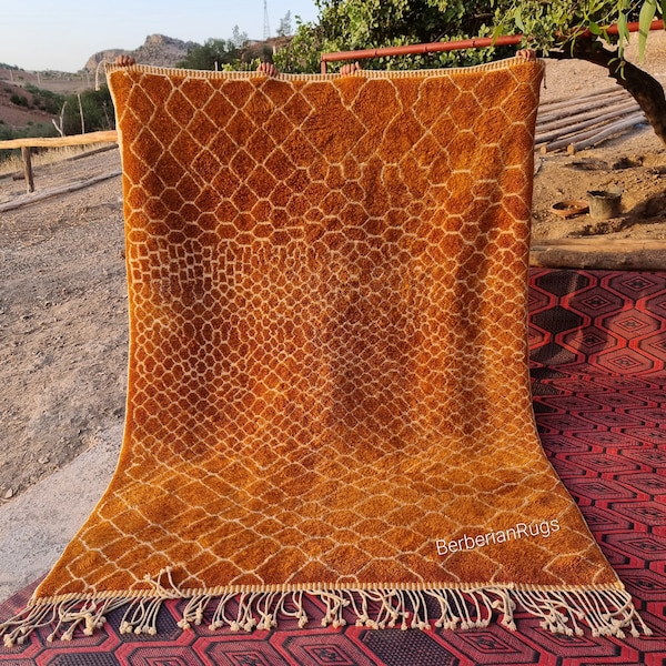 Gorgeous Beni Ourain, Custom rugs living room, Berber Orange rug, Amazing Multicolored Rug, Handmade Wool Rug-Berber Carpet-Genuine Wool Rug