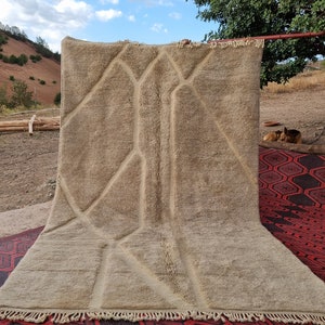 Striped Beni Ourain Rug: Plush Taupe Moroccan Rug