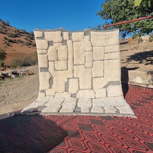 Tapis marocain, large tapis beni ourain, tapis berber blanc, moroccan rug white, modern beni mrirt, handmade rug white
