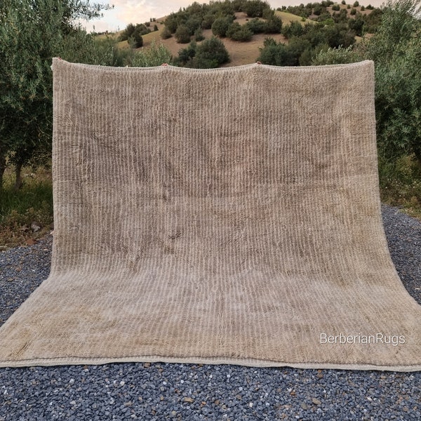 moroccan rug beige , Beni Mrirt rug , Unique Beni ourain rug, New Berber design, modern beni rug, 8x10 rug, striped beni ouraun