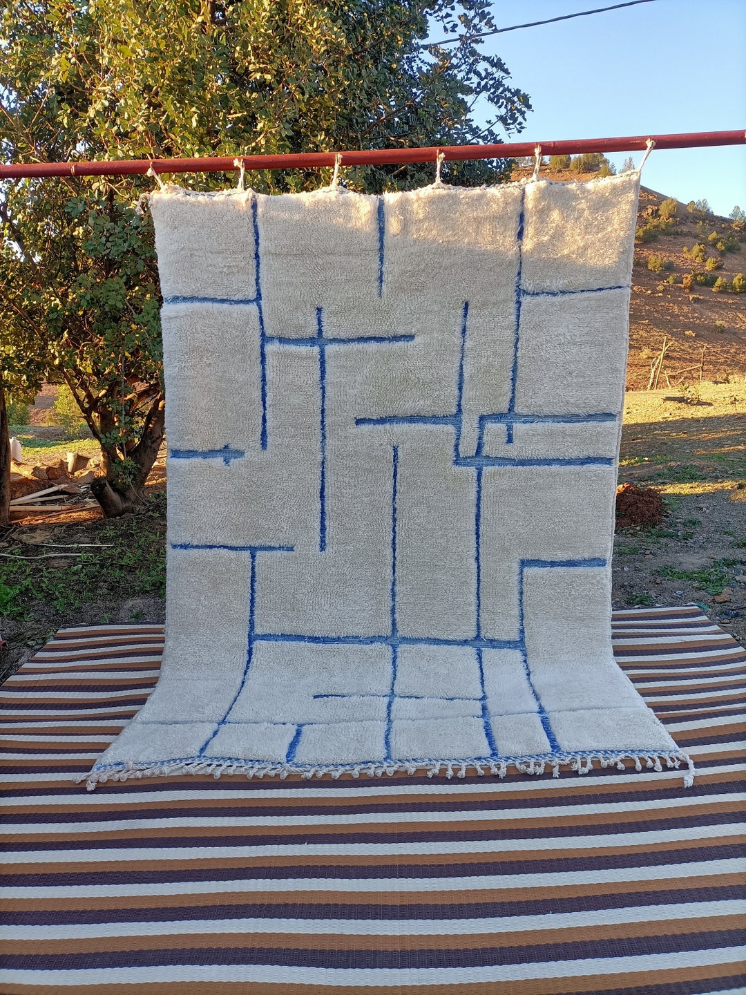 Modern Morocco Rug, Blue Beni Ourain Rug , Beni M'rirt Rug, Soft Carpet ...