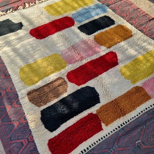 Modern Beniourian, Bright Moroccan Rug, Colorful Area Rug, Handmade ...