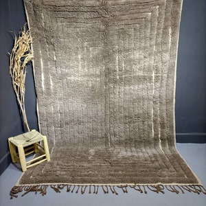 Custom size boho rug, taupe moroccan rug, morrocan rug beni ourain, natural fiber taupe area rug